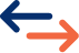 Two arrows pointing in opposite directions, one blue pointing left and one orange pointing right