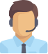 Customer Support Representative Icon Customer service representative icon wearing a headset and tie.