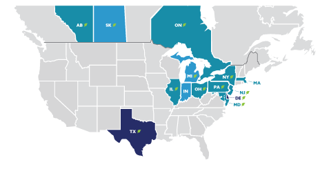 Just Energy Service Areas Map