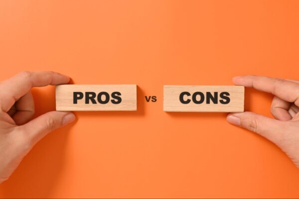 text reads pros and cons in orange